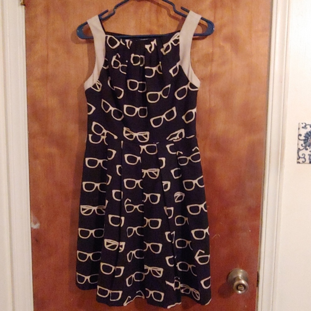 Eva Franco black cream glasses dress